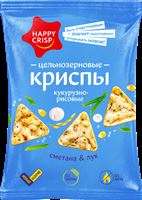 Криспы кукурузные цельнозерновые "HAPPY CRISP" Сметана и Лук 50г.1х15 (Кор.)